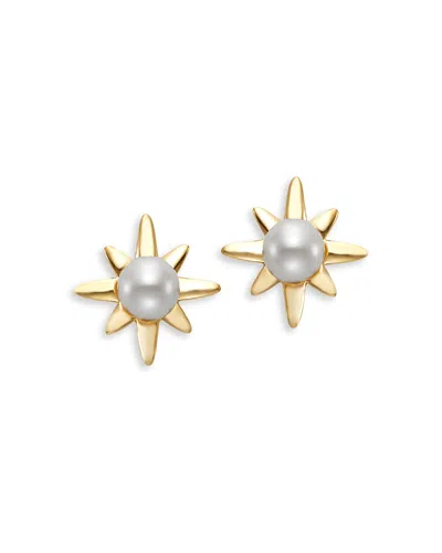 Bloomingdale's Cultured Freshwater Pearl Star Stud Earrings In 14k Yellow Gold In White/gold