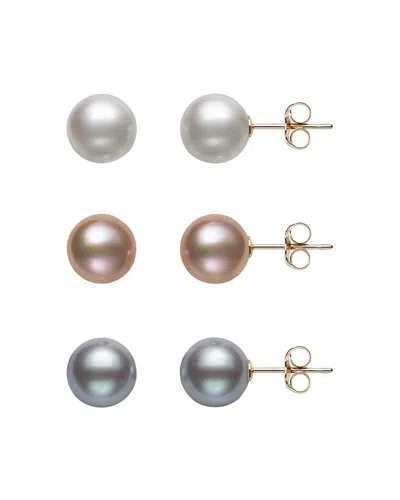 Bloomingdale's Cultured Freshwater Pearl Stud Earring Set In 14k Yellow Gold - Exclusive In Multi