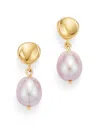 Bloomingdale's Cultured Freshwater Pink Pearl Drop Earrings In 14k Yellow Gold - Exclusive In Pink/gold