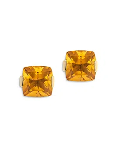 Bloomingdale's Cushion Cut Citrine Stud Earrings In 14k Yellow Gold - Exclusive In Orange/gold
