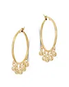 Bloomingdale's Dangling Spheres Hoop Earrings In 14k Yellow Gold - Exclusive In Gold
