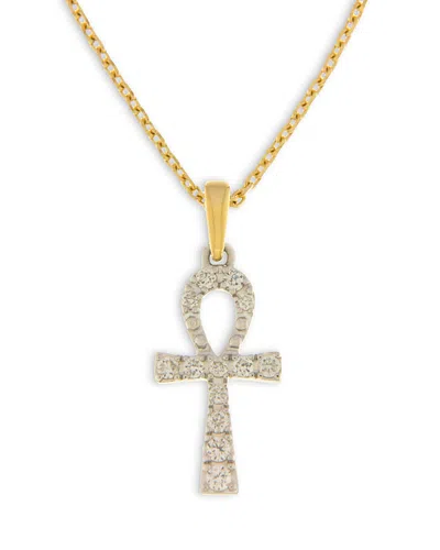 Bloomingdale's Diamond Ahnk Pendant Necklace In 14k White And Yellow Gold, 0.10 Ct. T. W. - Exclusive