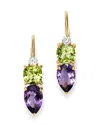 Bloomingdale's Diamond, Amethyst & Peridot Drop Earrings In 14k Yellow Gold - Exclusive In Multi/gold