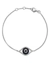 Bloomingdale's Diamond And Blue Sapphire Evil Eye Bracelet In 14k White Gold In Multi