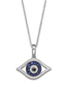 Bloomingdale's Diamond And Blue Sapphire Evil Eye Pendant Necklace In 14k White Gold, 18 In Multi/white