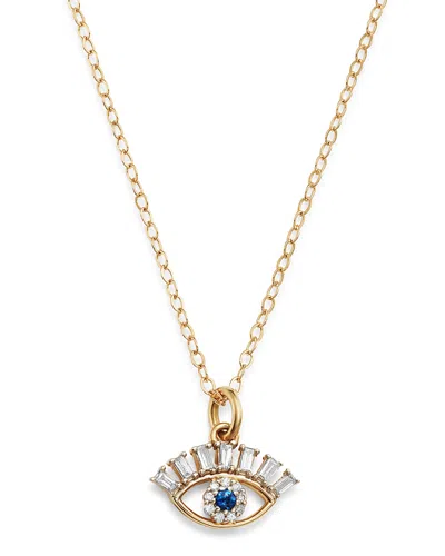 Bloomingdale's Diamond & Blue Sapphire Evil Eye Pendant Necklace In 14k Yellow Gold, 18 - Exclusive In Blue/gold