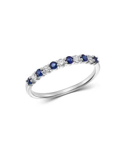 Bloomingdale's Diamond & Blue Sapphire Stacking Ring In 14k White Gold - Exclusive In Blue/white