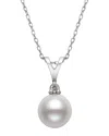 Bloomingdale's Diamond & Cultured Freshwater Pearl Pendant Necklace In 14k White Gold, 16 - Exclusive In White