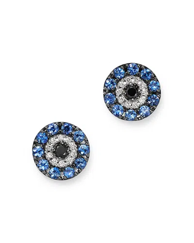 Bloomingdale's Diamond & Sapphire Evil Eye Earrings In 14k White Gold - Exclusive In Multi/white