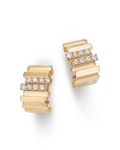 Bloomingdale's Diamond Asymmetrical Bar Hoop Earrings In 14k Yellow Gold, 0.58 Ct. T. W.