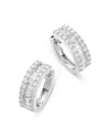 Bloomingdale's Diamond Baguette & Round Huggie Hoop Earring In 14k White Gold, 2.0 Ct. T. W. In White