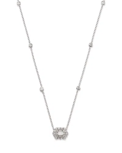 Bloomingdale's Diamond Baguette & Round Mosaic Pendant Necklace In 14k White Gold, 0.60 Ct. T. W. - Exclusive