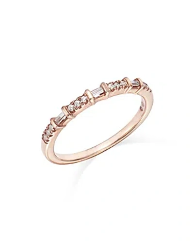 Bloomingdale's Diamond Baguette & Round Narrow Band In 14k Gold, 0.12 Ct. T. W. In Rose Gold