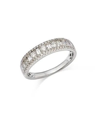Bloomingdale's Diamond Baguette & Round Triple Row Ring In 14k White Gold, 0.84 Ct. T. W. - Exclusive