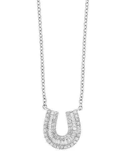 Bloomingdale's Diamond Baguette Horseshoe Pendant Necklace In 14k White Gold, 0.33 Ct. T. W. - Exclusive