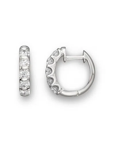 Bloomingdale's Diamond Bar Band Hoop Earrings In 14k White Gold, 1.0 Ct. T. W. - Exclusive In White Gold/white Diamonds