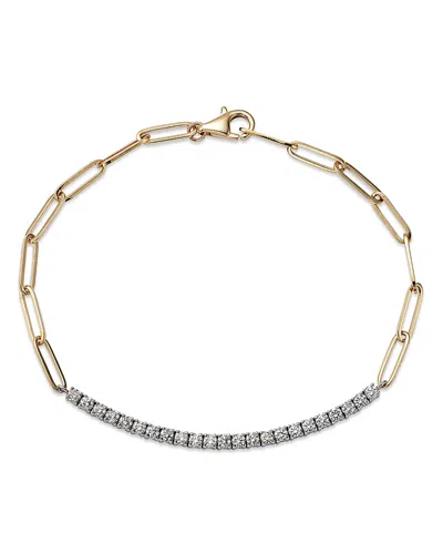Bloomingdale's Diamond Bar Paperclip Link Bracelet In 14k White & Yellow Gold, 0.80 Ct. T. W. - Exclusive In White/gold