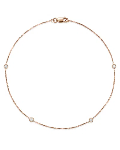 Bloomingdale's Diamond Bezel Ankle Bracelet In 14k Rose Gold, 0.20 Ct. T. W. - Exclusive In White/rose