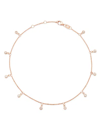 Bloomingdale's Diamond Bezel Droplet Ankle Bracelet In 14k Rose Gold - Exclusive In White/rose Gold