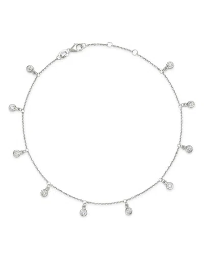 Bloomingdale's Diamond Bezel Droplet Ankle Bracelet In 14k White Gold, 0.50 Ct. T. W. - Exclusive