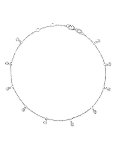 Bloomingdale's Diamond Bezel Droplet Ankle Bracelet In 14k White Gold - 100% Exclusive