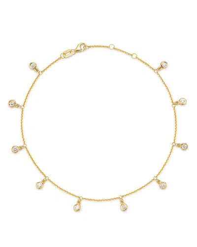 Bloomingdale's Diamond Bezel Droplet Ankle Bracelet In 14k Yellow Gold, 0.50 Ct. T. W. - Exclusive In White/gold