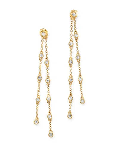 Bloomingdale's Diamond Bezel Set Chain Station Drop Earrings In 14k Yellow Gold, 0.50 Ct. T. W. - Exclusive In White/gold
