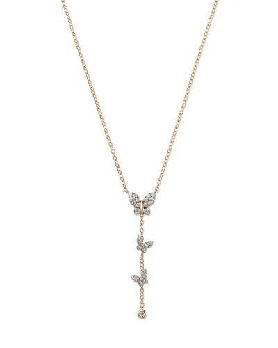 Bloomingdale's Diamond Butterfly Lariat Necklace In 14k Yellow Gold, 0.25 Ct. T. W. - Exclusive