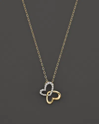 Bloomingdale's Diamond Butterfly Pendant Necklace In 14k Yellow Gold, 0.08 Ct. T. W. In Gold/white