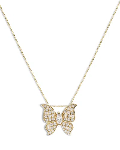 Bloomingdale's Diamond Butterfly Pendant Necklace In 14k Yellow Gold, 0.30 Ct. T. W. - Exclusive In White/gold