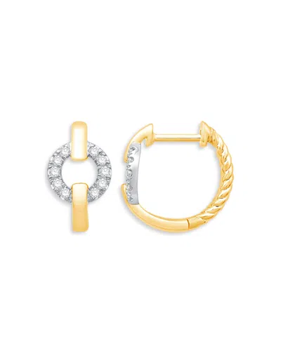 Bloomingdale's Diamond Circle Huggie Hoop Earrings In 14k White And Yellow Gold, 0.15 Ct. T. W. - Exclusive In Yellow/white