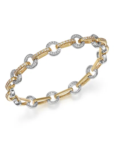 Bloomingdale's Diamond Circle Link Bracelet In 14k Yellow And White Gold, 1.35 Ct. T. W. In White/gold