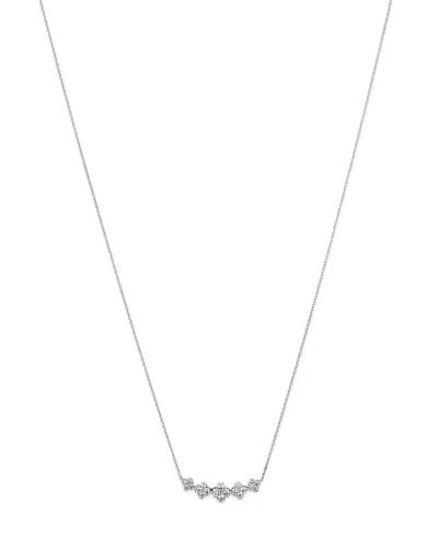 Bloomingdale's Diamond Clover Cluster Bar Necklace In 14k White Gold, 0.50 Ct. T. W.