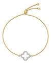 Bloomingdale's Diamond Clover Bolo Bracelet In 14k White & Yellow Gold, 0.20 Ct. T. W. - Exclusive In White/gold