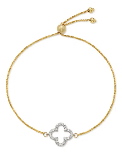Bloomingdale's Diamond Clover Bolo Bracelet In 14k White & Yellow Gold, 0.20 Ct. T. W. - Exclusive In White/gold