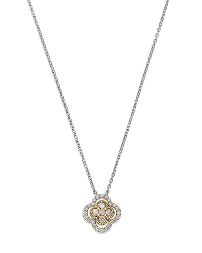 Bloomingdale's Diamond Clover Cluster Pendant Necklace In 14k Yellow Gold And White Gold, 0.30 Ct. T. W. - Exclusiv In White/yellow