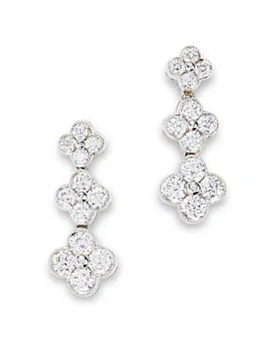 Bloomingdale's Diamond Clover Cluster Drop Earrings In 14k White Gold, 0.50 Ct. T. W.