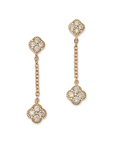 Bloomingdale's Diamond Clover Drop Earrings In 14k Yellow Gold, 0.25 Ct. T. W. - Exclusive In White/yellow