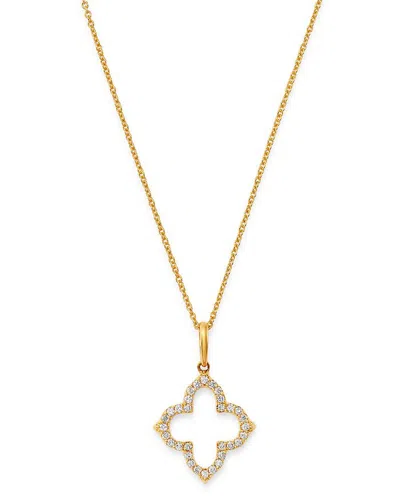 Bloomingdale's Diamond Clover Pendant Necklace In 14k Yellow Gold, 0.15 Ct. T. W. - Exclusive In White/gold