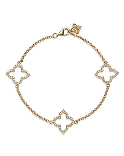 Bloomingdale's Diamond Clover Station Bracelet In 14k Yellow Gold, 0.38 Ct. T. W.
