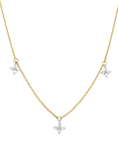 Bloomingdale's Diamond Clover Station Necklace In 14k White & Yellow Gold, 0.30 Ct. T. W. - Exclusive In White/gold