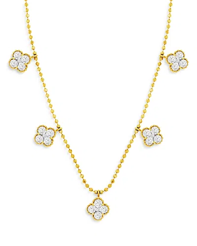 Bloomingdale's Diamond Clover Station Necklace In 14k Yellow Gold, 1.0 Ct. T. W. - Exclusive In White/gold