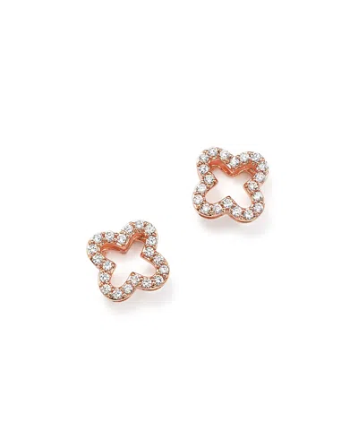 Bloomingdale's Diamond Clover Stud Earrings In 14k Rose Gold, .20 Ct. T. W.- Exclusive In White/pink