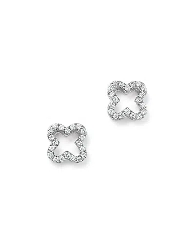 Bloomingdale's Diamond Clover Stud Earrings In 14k White Gold, .20 Ct. T. W.- Exclusive