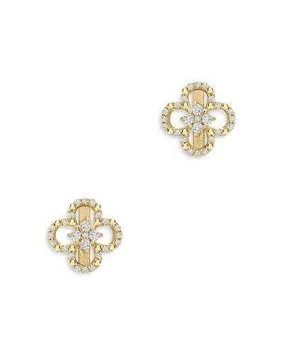 Bloomingdale's Diamond Clover Stud Earrings In 14k Yellow Gold, 0.15 Ct. T. W. - Exclusive In White/gold