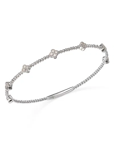 Bloomingdale's Diamond Cluster Beaded Bangle Bracelet In 14k White Gold, 0.40 Ct. T. W. - Exclusive