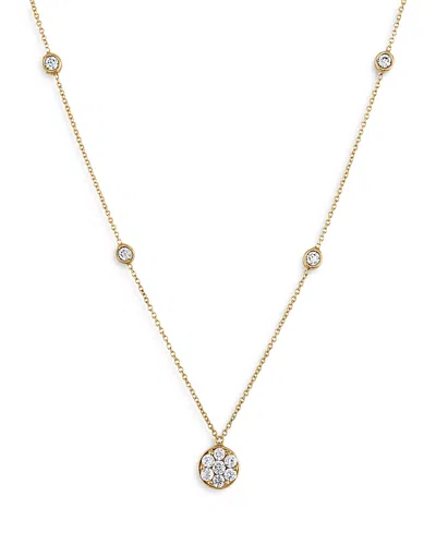 Bloomingdale's Diamond Cluster Bezel Station Pendant Necklace In 14k Yellow Gold, 0.50 Ct. T. W.