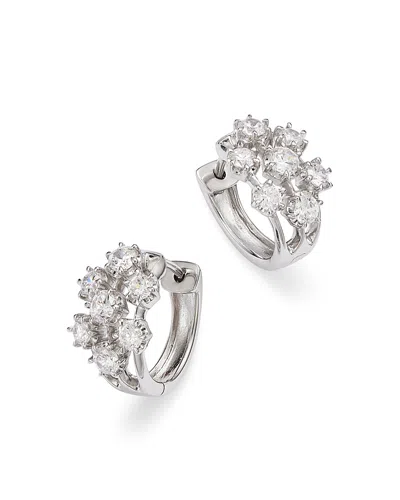 Bloomingdale's Diamond Cluster Hoop Earrings In 14k White Gold, 1.00 Ct. T. W. - Exclusive