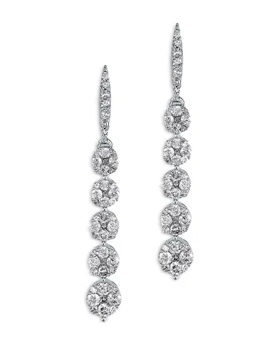 Bloomingdale's Diamond Cluster Linear Earrings In 14k White Gold, 1.0 Ct. T. W. - Exclusive