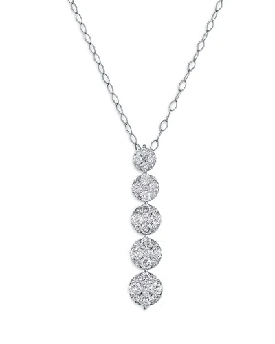 Bloomingdale's Diamond Cluster Linear Pendant Necklace In 14k White Gold, 1.0 Ct. T. W. - Exclusive